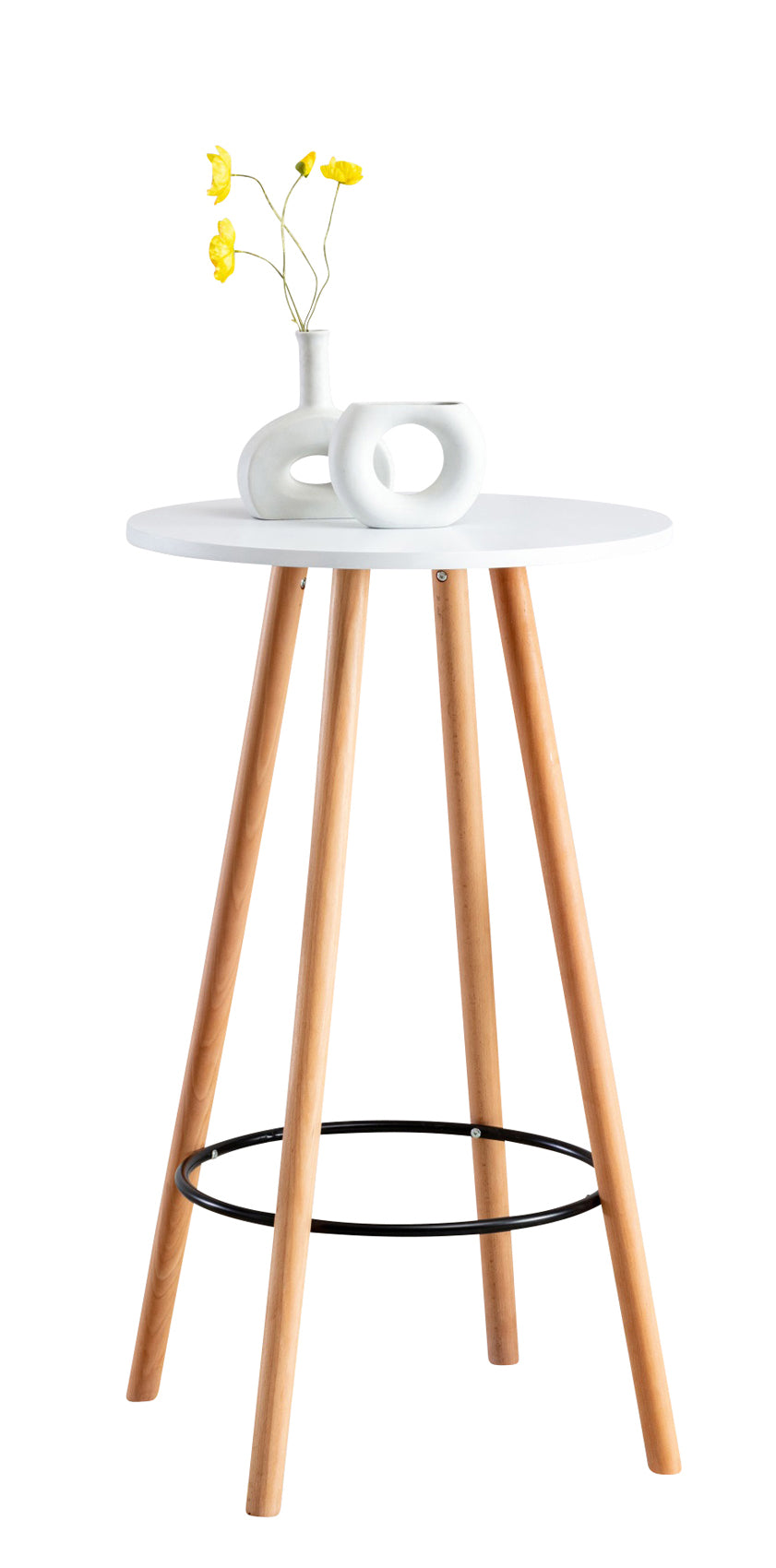 White wooden table with wooden colored legs